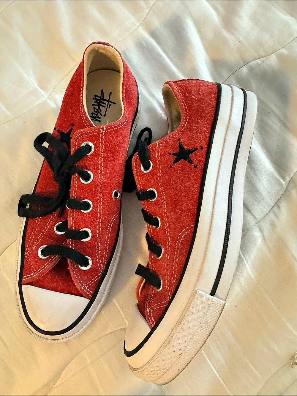 Converse Chuck Taylor All Star Red Canvas Sneakers US 4 stussy